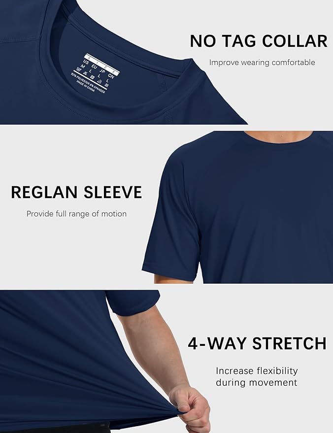 MAGCOMSEN Men's Short Sleeve UPF 50+ Sun Protection Shirts Quick Dry Athletic T-Shirt Hiking Running Swimming Rash Guard-StrideForce Fitness