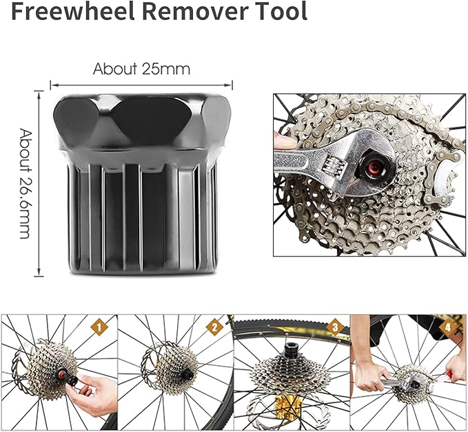 6 Pcs Bicycle Repair Tools Kit, Bike Cassette Removal Tool, Sprocket Removal Tools Sprocket Remover for Mountain Bike, Road Bike-StrideForce Fitness