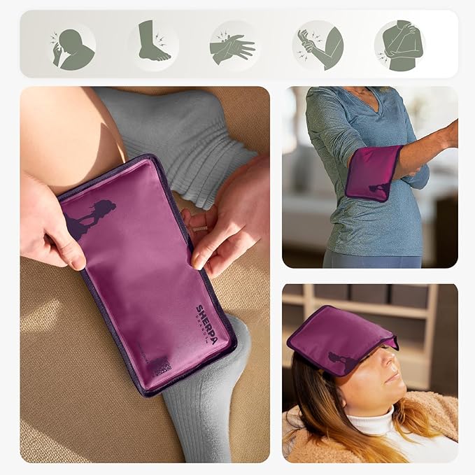 Small Soft Ice Packs for Injuries Reusable - Hot and Cold Flexible Gel Ice Packs Reusable for Ankle, Hand, Wrist, Head Pain Relief - 5" x 10" - 2PK - Purple-StrideForce Fitness