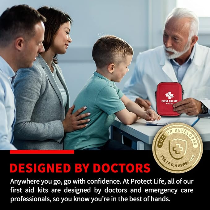 Protect Life Survival First Aid Kit for Home/Business, Camping Survival Kits | Mini Travel First Aid Kit | Camping Equipment | Small Kits for Car | Outdoor Emergency Survivals Pack - 200pcs-StrideForce Fitness