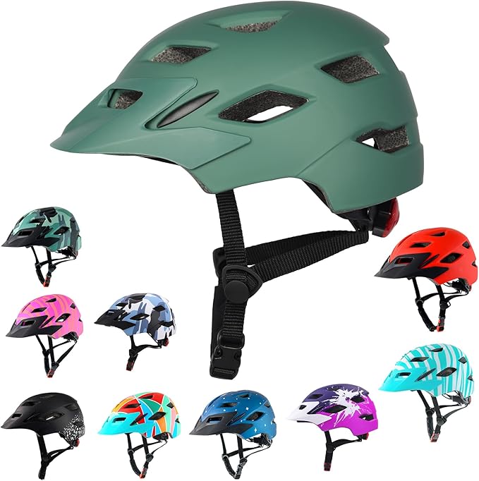 Kids Bike Helmet,Bavilk Kids Boys Girls Bike Helmets with LED Light Detachable Visor Children Youth Teen Multi-Sport for Skating Cycling Scooter Skateboard Adjustable & Lightweight 19.7"-22.4"-StrideForce Fitness