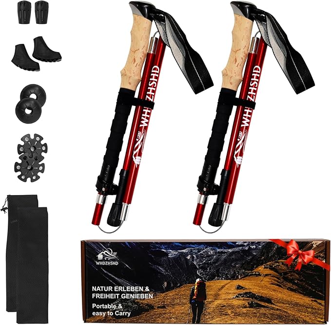 Trekking Poles for Hiking - Walking Sticks for Men, Women, Seniors, 2pc Collapsible Lightweight Aluminum Alloy Hiking Poles for Nordic Walking & Outdoor Adventures-StrideForce Fitness