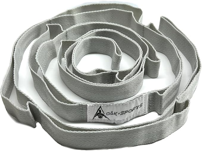 Stretching Strap Yoga Strap with Loops, Stretch Straps for Physical Therapy, Non-Elastic Exercise Strap for Pilates, Dance and Gymnastics with Workout Guide-StrideForce Fitness
