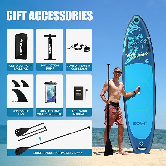 Inflatable Stand Up Paddle Board – Durable SUP for Adults & Youth,33" Wide Blow Up Paddle Board with Paddle, Pump, Backpack,Leash – All Around Stable for All Skill Levels, Carries up to 450 lbs-StrideForce Fitness