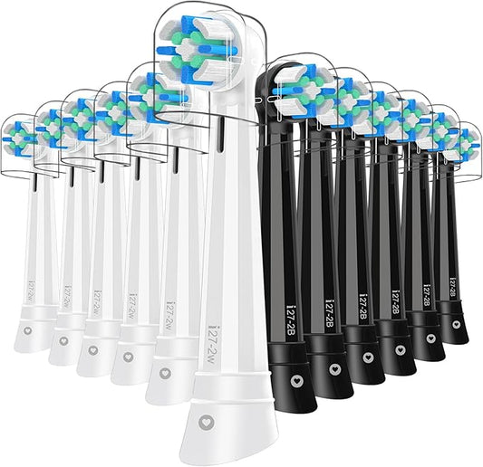 12 Pcs IO Replacement Heads Compatible with Oral B IO 2/3/4/5/6/7/8/9/10/Deep Clean Series Electric Toothbrushs, Toothbrush Heads with Medium Bristles Compatible with Oral B IO (Black/White)