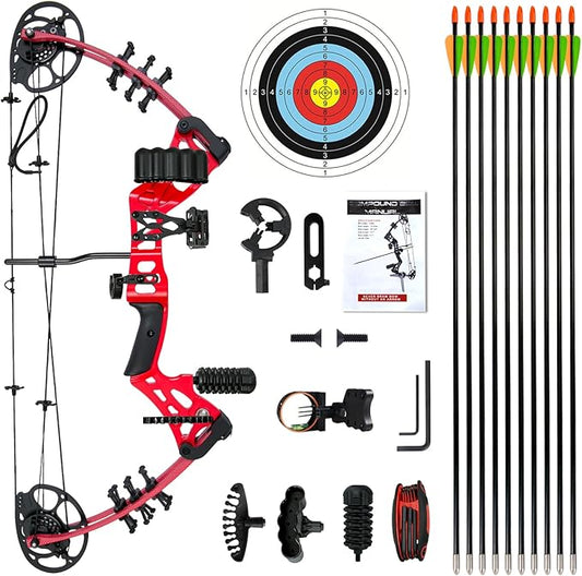 Youth Compound Bow Set 15-45 Lbs for Teens and Beginner, Package with Archery Hunting Equipment, Max Speed 260fps, Adjustable, Right Hand-StrideForce Fitness