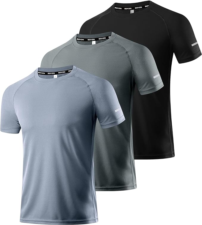 Boyzn 1, 3, 5 or 7 Pack Men's Workout Running Shirts, Dry Fit Moisture Wicking T-Shirt, Gym Athletic Short Sleeve Tee Shirts-StrideForce Fitness