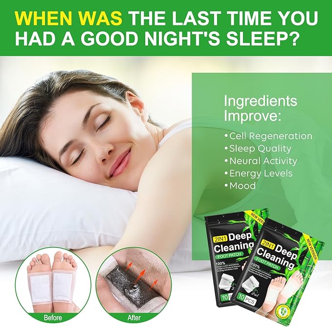 2in1 20PCS Foot Pads, Natural Bamboo Vinegar Ginger Powder Foot Pads-StrideForce Fitness