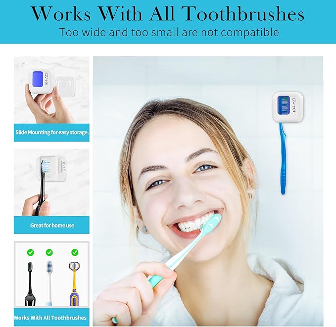Wall Mounted Toothbrush Holder & Toothbrush Cleaner, Travel Toothbrush Case -Manual/Electric Toothbrush Covers for Any Toothbrush Head - Rechargeable Travel Toothbrush Case with Cover, Clean for Home