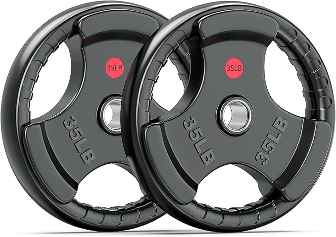 XDDIAS Rubber Weight Plates for Barbell, 2-Inch Olympic Grip Plate for Strength Training, Weightlifting and Bodybuilding in Home & Gym, Solid Cast Iron Weight Plates Pair and Sets-StrideForce Fitness