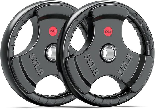 XDDIAS Rubber Weight Plates for Barbell, 2-Inch Olympic Grip Plate for Strength Training, Weightlifting and Bodybuilding in Home & Gym, Solid Cast Iron Weight Plates Pair and Sets-StrideForce Fitness