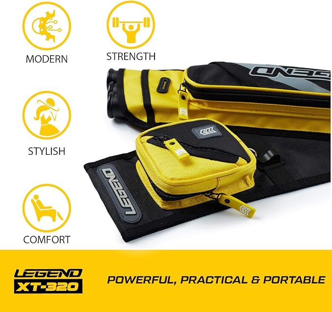 LEGEND XT320 Archery Quivers - Nylon Hip Quivers with 3 Arrow Tube Cases for Target Shooting - Adjustable Waist Belt, T-Slot, Storage Compartments for Accessories, Gear, Tools, Release Tab, Score Card-StrideForce Fitness