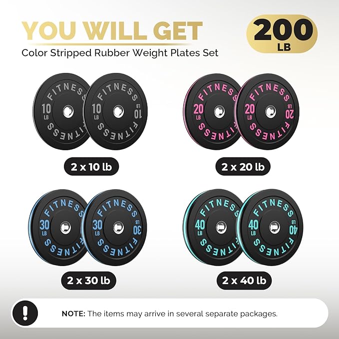 2 Inch Bumper Plates，10-500lbs，Barbell Rubber Olympic Weight Plates Set for Home Gym, Strength Training & Weight Lifting, Multiple Options Colors-StrideForce Fitness