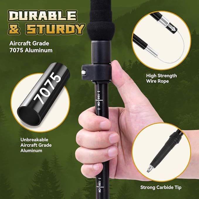 Trekking Poles Aviation Grade Aluminum Alloy-Strong Lightweight Collapsible Walking Sticks for Hiking Poles for Women, Men,Seniors in The 4 Season,All-Terrain,2pc Per Set-StrideForce Fitness