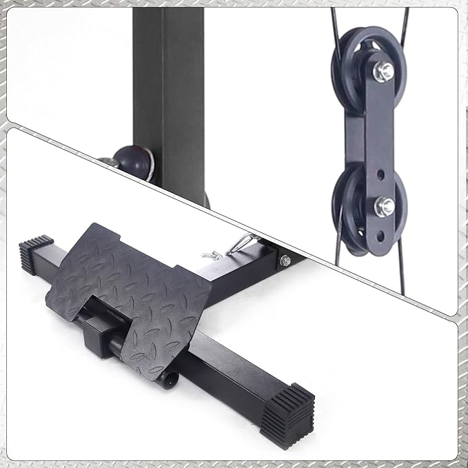 LAT Pulldown Machine, Multi-Functional Cable Machine with High and Low Pulley Station, Row Cable Machine Home Gym with Leg Support, Tricep Workout Equipment-StrideForce Fitness