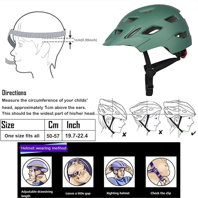 Kids Bike Helmet,Bavilk Kids Boys Girls Bike Helmets with LED Light Detachable Visor Children Youth Teen Multi-Sport for Skating Cycling Scooter Skateboard Adjustable & Lightweight 19.7"-22.4"-StrideForce Fitness