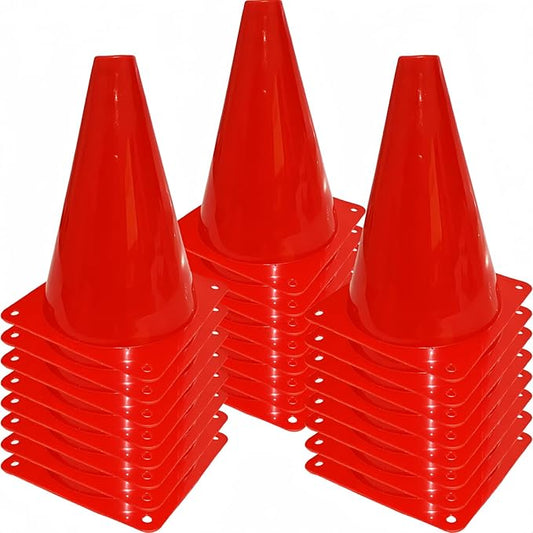 24 Pcs 7 Inch Plastic Traffic Cones, Basketball Football Drills, Skating, Sport Training Agility Markers, Indoor Outdoor Games, Multicolor-StrideForce Fitness