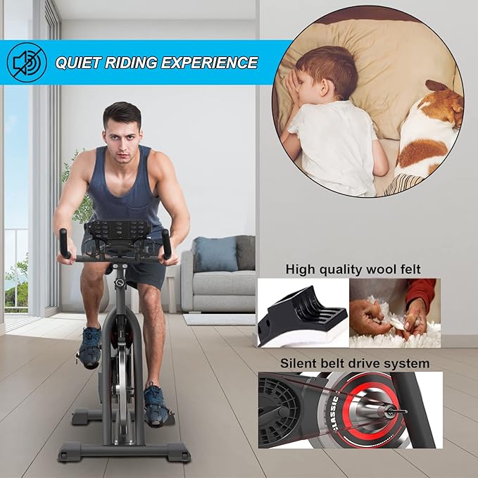 Exercise Bikes Stationary,Exercise Bike for Home Indoor Cycling Bike for Home Cardio Gym,Workout Bike with Ipad Mount & LCD Monitor,Silent Belt Drive-StrideForce Fitness