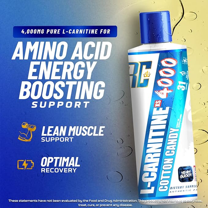 Ronnie Coleman Signature Series L Carnitine XS 4000 Liquid, Stimulant Free, Sugar Free, Zero Carbs, Lean Muscle Strength Support for Men & Women, 16 Oz (16 oz, Cotton Candy (4000))-StrideForce Fitness