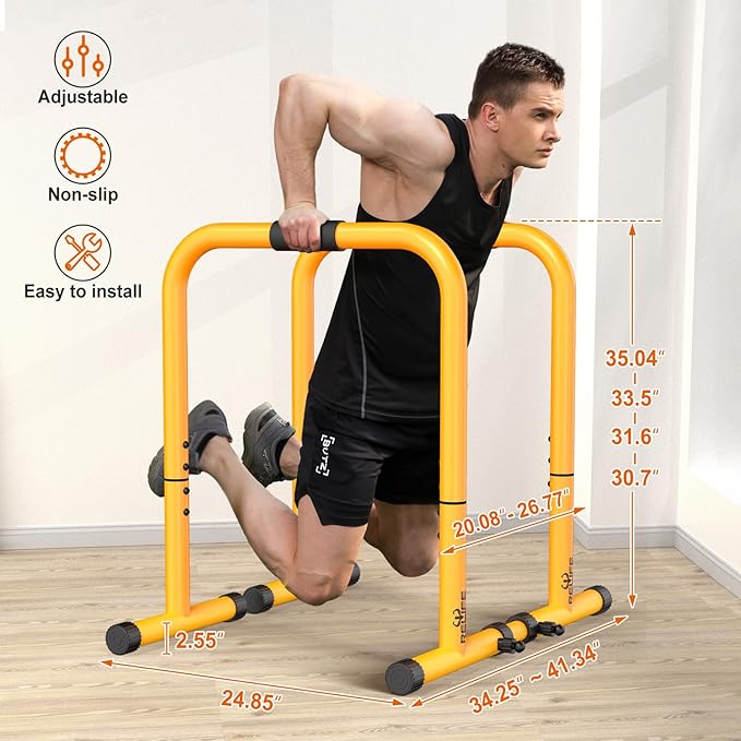 RELIFE REBUILD YOUR LIFE Dip Station Functional Heavy Duty Dip Stands Fitness Workout Dip bar Station Stabilizer Parallette Push Up Stand-StrideForce Fitness
