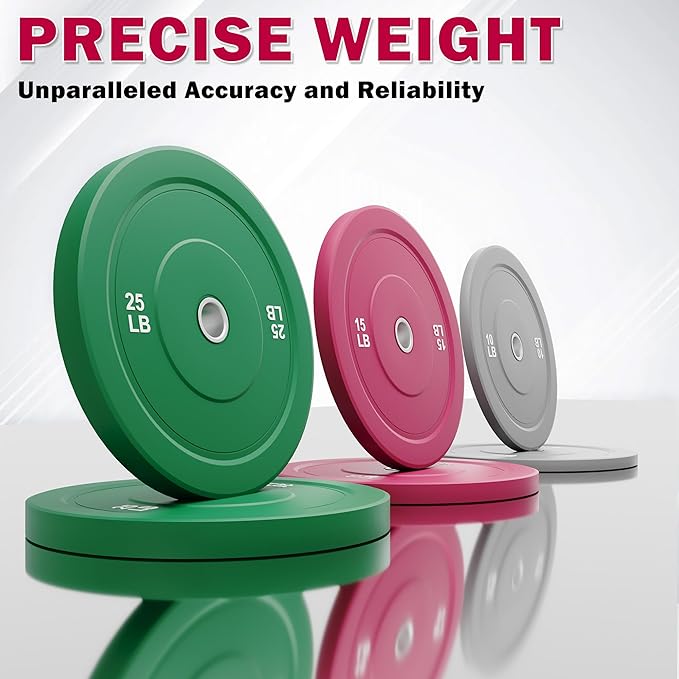 Colored Bumper Weight Plates Olympic Weight Plate Set 2-Inch, 10/15/25 lb Rubber Weight Plates Set for Strength Training Home Gym, Barbell Weights Plates for Heavy Weight Lifting-StrideForce Fitness
