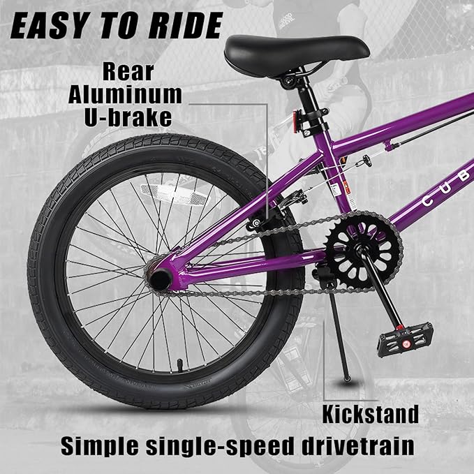Freestyle BMX Bike, 18 20 Inch Kids Bicycle for 5-13 Years Old Kids and Beginner Level Rider, Multiple Colors-StrideForce Fitness