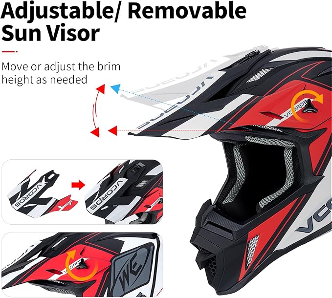 VCOROS H637 Adult Motocross Helmets ATV Dirtbike BMX MX Offroad Adventure UTV Helmets DOT Approved-StrideForce Fitness