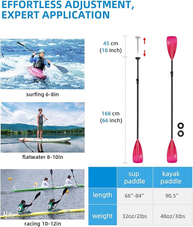 OCEANBROAD SUP Paddle - Adjustable Stand-Up Paddle for Paddleboard Kayak, Adjustable Aluminum Alloy Shaft with Reinforced Nylon Blades-StrideForce Fitness