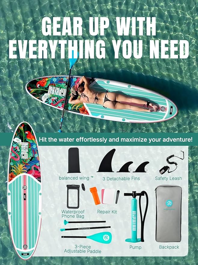 Niphean Inflatable Stand Up Paddle Board with SUP Accessories, Anti-Slip EVA Deck, 10’6’’ Inflatable Paddle Boards for Adults & Youth of All Skill Levels-StrideForce Fitness