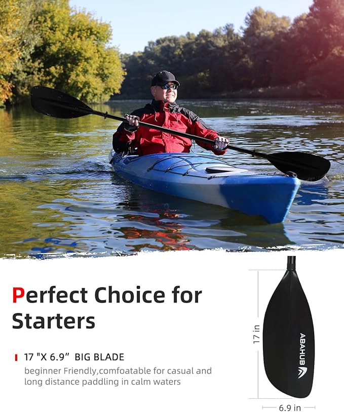 Abahub Adjustable Kayak Paddle 210-230 cm/ 230-250 cm Floating Kayaking Oars Boating Oars Canoeing Oars Black-StrideForce Fitness