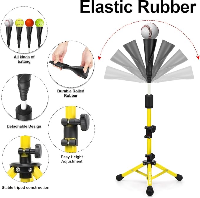 Baseball Tee for Kids,Batting Tee,Softball Tee,Youth Hitting Tee,Teeball Tee,Travel Tee,Easy Adjustable Height-StrideForce Fitness