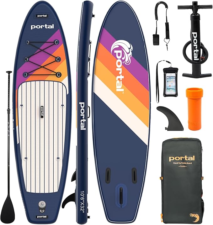 PORTAL SUP Inflatable Paddle Board for Adults 10'6'' Stand Up Paddleboard,Non-Slip Deck Blow up Paddle Boards with Adjustable Paddle, Carry Bag, and Repair Kit-StrideForce Fitness