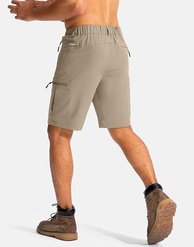 Pudolla Men's Hiking Cargo Shorts 9" Lightweight Outdoor Work Shorts for Men Travel Golf Camping Casual with 5 Zipper Pockets-StrideForce Fitness