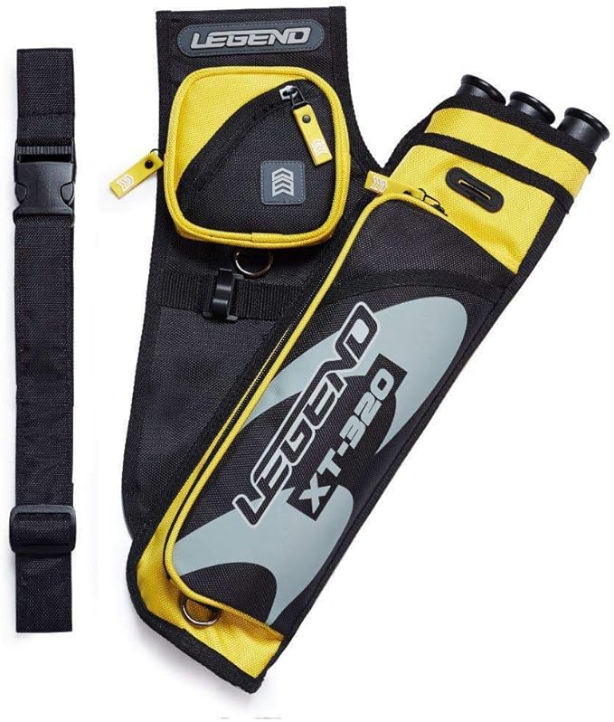 LEGEND XT320 Archery Quivers - Nylon Hip Quivers with 3 Arrow Tube Cases for Target Shooting - Adjustable Waist Belt, T-Slot, Storage Compartments for Accessories, Gear, Tools, Release Tab, Score Card-StrideForce Fitness