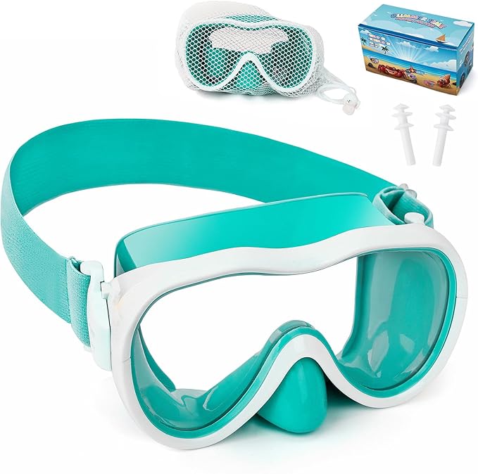 Kids Swim Goggles 180° Snorkel Diving Mask with Nose Cover, Anti-Fog Kids Swimming Goggles with Elastic Fabric Strap for Kids Boys Girls-StrideForce Fitness