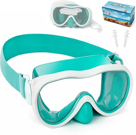 Kids Swim Goggles 180° Snorkel Diving Mask with Nose Cover, Anti-Fog Kids Swimming Goggles with Elastic Fabric Strap for Kids Boys Girls-StrideForce Fitness