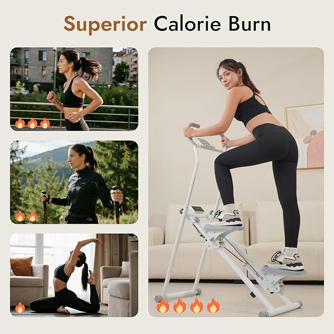 Stair Stepper with Adjustable Resistance - Stair Climber for Home Gym, Folding Cardio Machine with Extended Step Range, Adjustable Handlebar & Pedals, Tablet Holder by MACYO-StrideForce Fitness