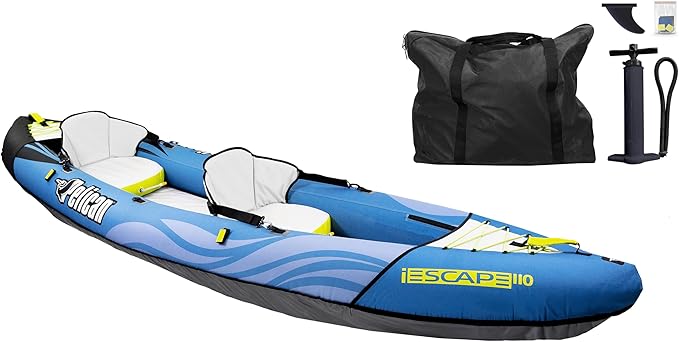 Pelican iESCAPE Inflatable Kayak - Recreational Kayak - Compact, Stable and Fun All in One - for 1 or 2 Person-StrideForce Fitness