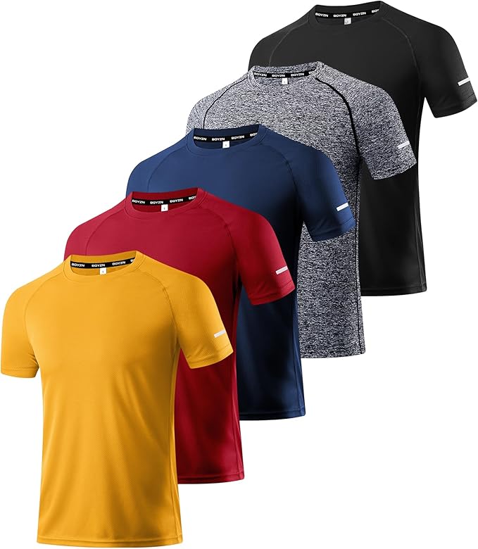 Boyzn 1, 3, 5 or 7 Pack Men's Workout Running Shirts, Dry Fit Moisture Wicking T-Shirt, Gym Athletic Short Sleeve Tee Shirts-StrideForce Fitness