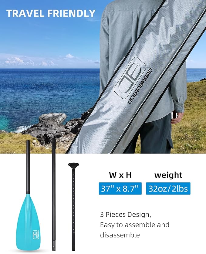 OCEANBROAD SUP Paddle - Adjustable Stand-Up Paddle for Paddleboard Kayak, Adjustable Aluminum Alloy Shaft with Reinforced Nylon Blades-StrideForce Fitness