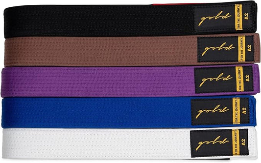 Gold BJJ Jiu Jitsu Belt - Premium Belts with Rank Bar for Stripes - IBJJF Competition Approved-StrideForce Fitness