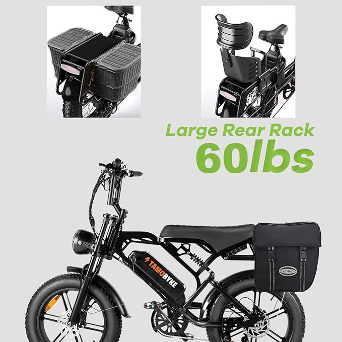 V20 4.0 Electric Bike for Adults,28/30Mph Max Speed,48V15.6Ah Battery,25-68 Miles Max Range, Dual Hydraulic Brakes Ebike,Turning Light, Electric Bike for Commute/Offroad/Rain/Snow Riding.-StrideForce Fitness
