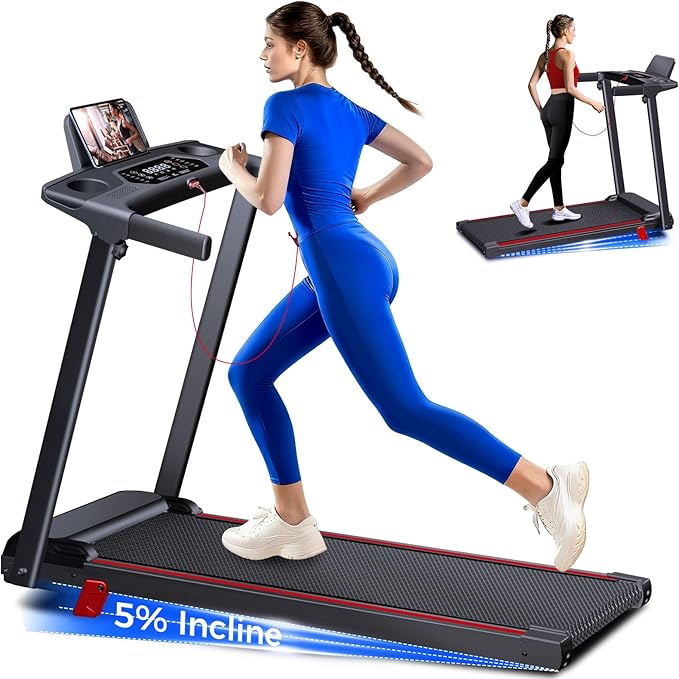 Treadmill with 5% Incline, Walking Pad Treadmill with Handle Bar, Portable Folding Treadmills for Running and Walking, 3.0HP Brushless Motorized, 5 Layers Shock-Absorbing-StrideForce Fitness