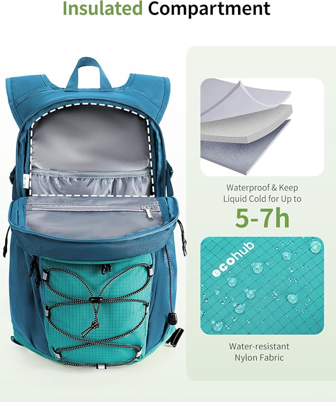 ECOHUB Hydration Backpack for Men Women, 20L Lightweight Hiking Daypack Cycling Backpack with 2L Water Bladder, Insulated Hydration Pack with Waist Pack-StrideForce Fitness