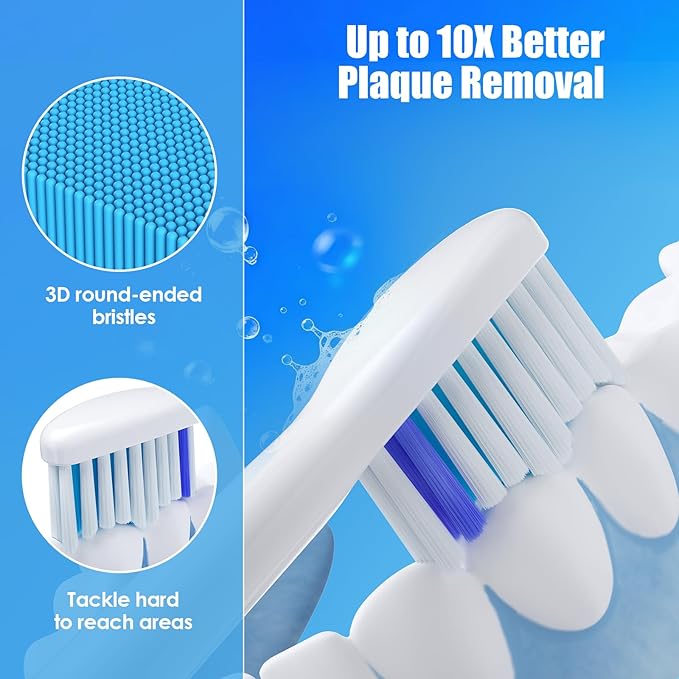 Replacement Toothbrush Heads, Compatible with Philips Sonicare Click-on Electric Toothbrush Handles,8 Pack Replacement Heads for Philips Sonicare C1 C2 G2 5100 6100 Brush