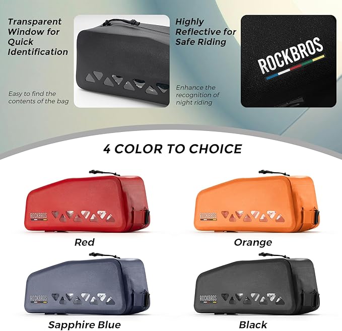 ROCKBROS Top Tube Bike Bag Waterproof Bike Frame Bag Lightweight Buckle Lock Design TPU Material Top Tube Bag Easy Install Cycling Top Tube Front Frame Pack 1L Capacity-StrideForce Fitness