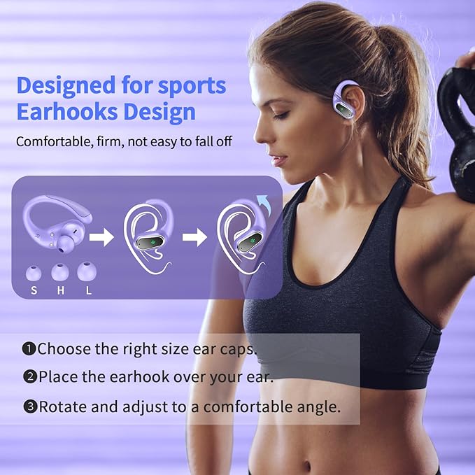 Wireless Earbuds, 2025 Bluetooth 5.4 Headphones Sport, Bluetooth Earbuds with ENC Noiss, Dual LED Display-StrideForce Fitness