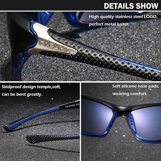 FAGUMA Sports Polarized Sunglasses For Men Cycling Driving Fishing UV400 Protection-StrideForce Fitness