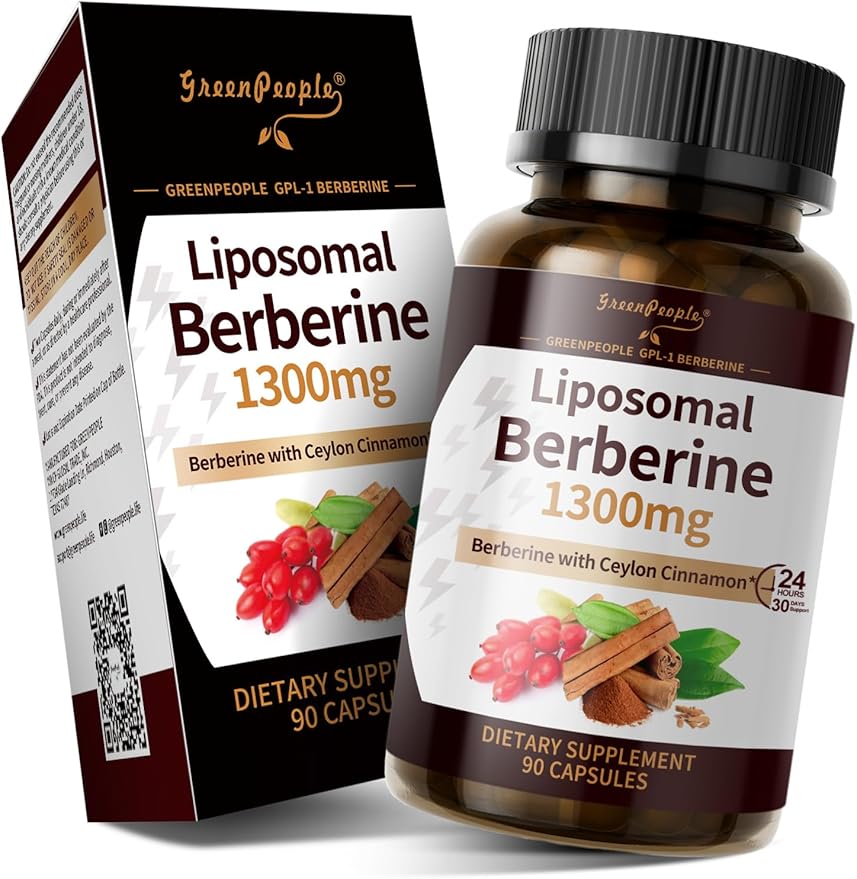 Liposomal Berberine HCL1300mg - Berberine Supplement with Ceylon Cinnamon Activates GLP-1 & AMPK - High Absorption Formula Healthy Weight Support – Non-GMO/Vegan – 45-Day-StrideForce Fitness