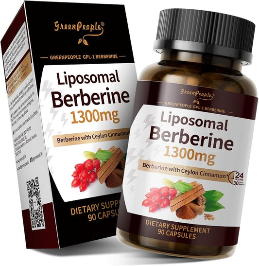 Liposomal Berberine HCL1300mg - Berberine Supplement with Ceylon Cinnamon Activates GLP-1 & AMPK - High Absorption Formula Healthy Weight Support – Non-GMO/Vegan – 45-Day-StrideForce Fitness